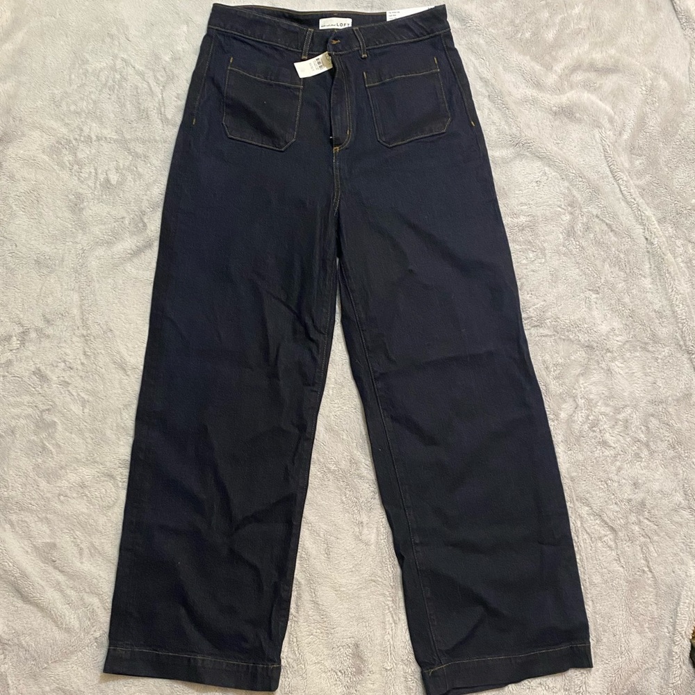 LOFT Dark Blue Flare & Wide Leg Jeans